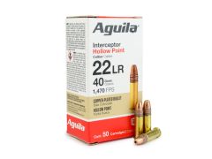 Aguila ammo, 22 LR, Interceptor Hollow Point, hollow point, rimfire ammo, hunting ammo, Ammunition Depot