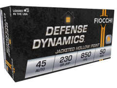 Fiocchi Defense Dynamics 45 ACP 230 Grain JHP FIO45T500 Ammo Buy