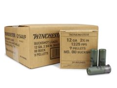 Winchester Military Grade 12 Ga 2.75" 9 Pellets 00 Buck Shot Value Pack Bulk