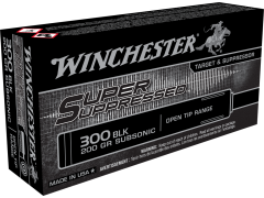 SUP300BLK-CASE Winchester Super Suppressed 300 Blackout 200 Grain Open Tip Range (Case)