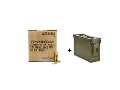 Winchester USA Lake City 223 Remington 55 Gr FMJ (1000 Rounds) w/ Heavy Duty Ammo Can