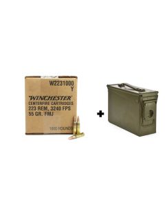 Winchester USA 223 Remington 55 Grain FMJ - 1000 Round W2231000 Ammo Buy