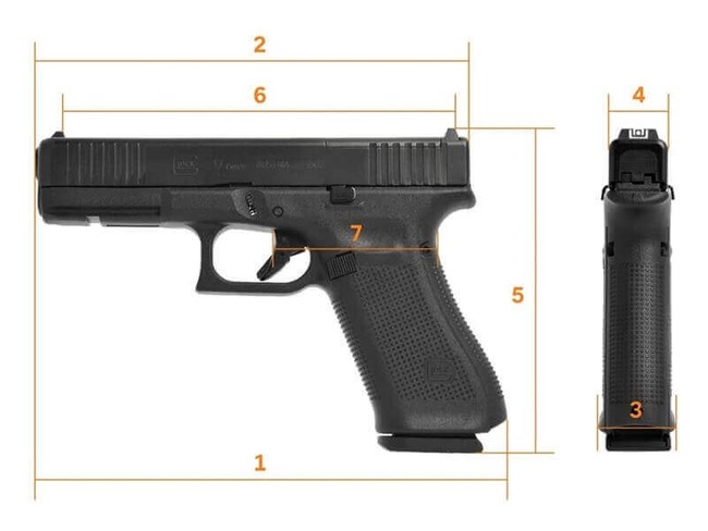 Glock 17 Gen4 MOS Dimensions