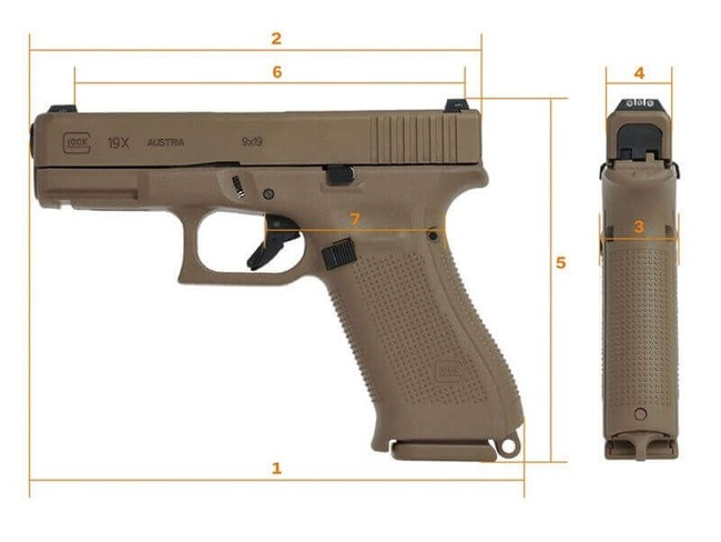 Glock 19X Pistol Dimensions