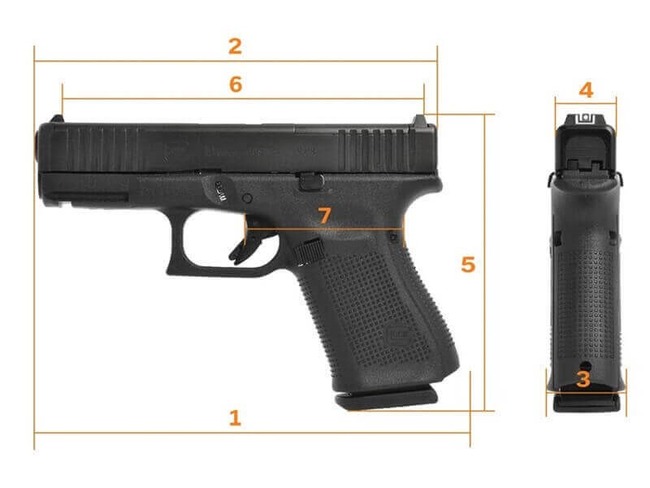 Glock 19 Gen5 MOS Dimensions