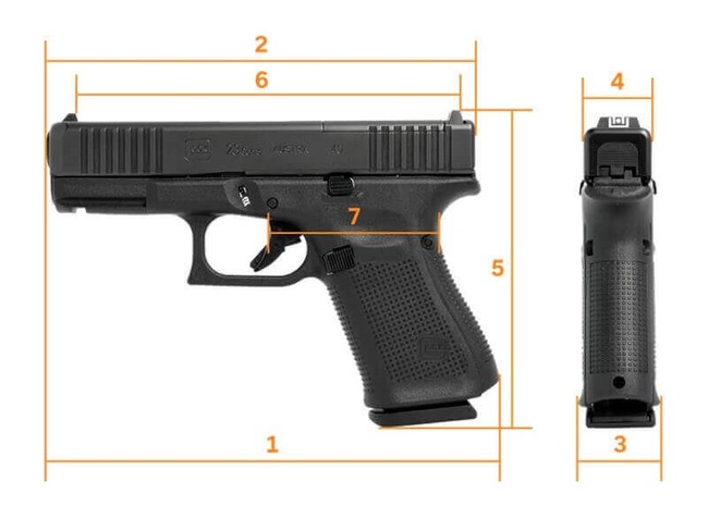 Glock 23 Gen5 MOS Dimensions