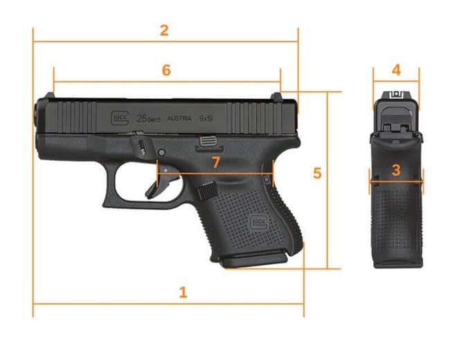 Glock 26 Gen5 MOS Dimensions