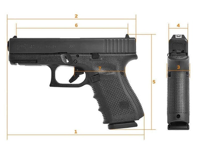 Glock 32 Gen4 Pistol Dimensions