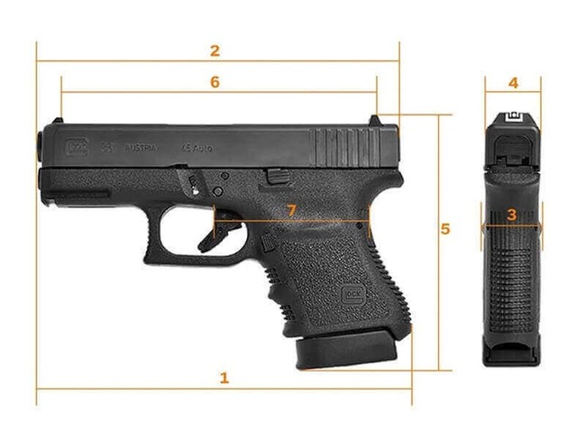 Glock 36 Pistol Dimensions