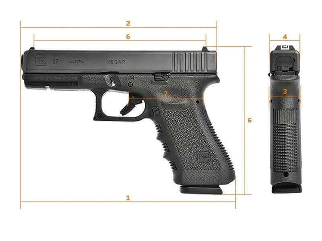 Glock 37 Gen4 Pistol Dimensions