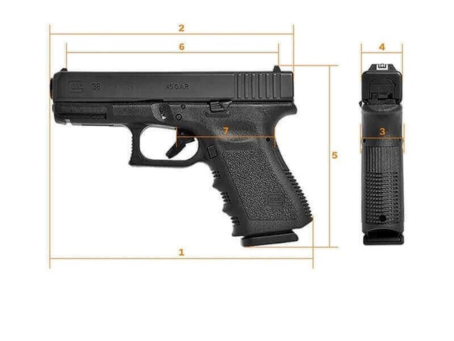 Glock 38 Gen4 Pistol Dimensions