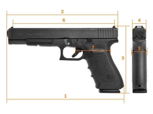 Glock 40 Gen4 MOS Dimensions