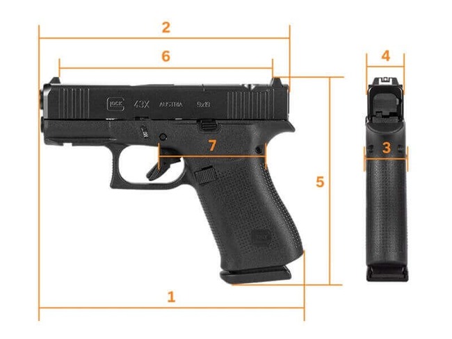 Glock 43X MOS Pistol Dimensions