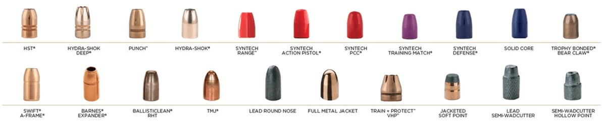 types of handgun bullets